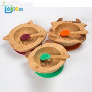 Био бамбук купа подарък за малки деца комплект бамбук засмукване купа на животните форма бамбук бебето купа